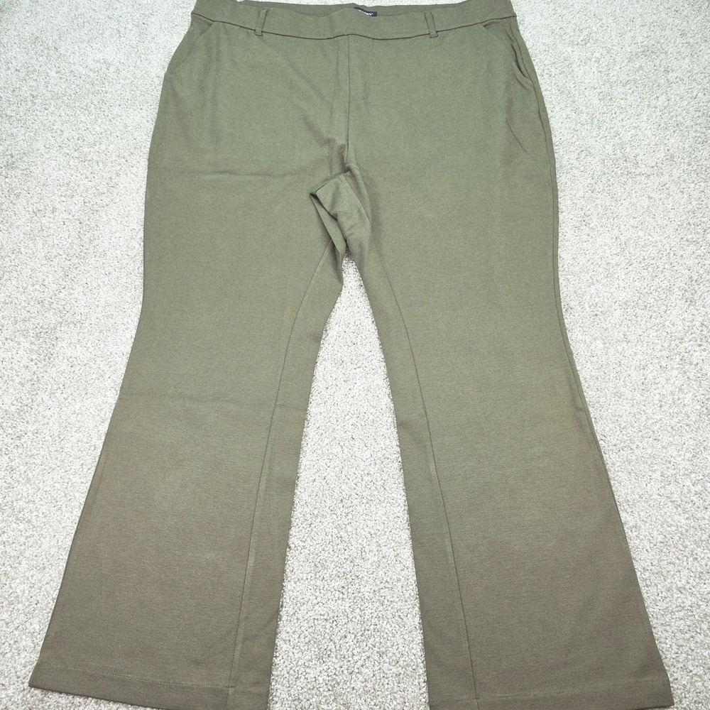 Studio Park Olive Green Knit Flare‎ Leg Trousers Pants Womens 2XP Petite